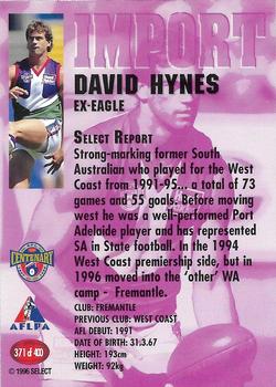 1996 Select AFL #371 David Hynes Back